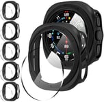 Diruite 5+5 Pièces pour Samsung Galaxy Watch Ultra 47mm Protection Écran+Coque,HD Verre Trempé Protection Écran*5+Creux Antichoc PC Case*5 pour Galaxy Watch Ultra 47mm Screen Protection