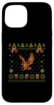 Coque pour iPhone 15 Pull de Noël moche motif aigle à carreaux rouges