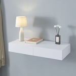 [en.casa] - tagère murale avec 2 tiroirs Karstula 80 x 35 x 12 cm blanc