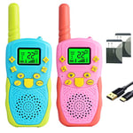 TUCHUNME Talkies Walkies Rechargeables pour Enfants 8 canaux 2 Voies Radio Jouet avec Batterie au Lithium rétroéclairé LCD Lampe de Poche 3 KM Longue portée pour Les garçons Filles Anniversaire