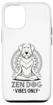 Coque pour iPhone 12/12 Pro Zen Méditant Mandala Mindfulness Chien