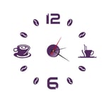 jieGorge Acrylic Modern DIY Wall Clock 3D Mirror Surface Sticker Home Office Decor-Purple, Clock for Easter Day (Purple)