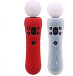 Lot De 2 Coques De Protection Antid¿¿Rapantes En Caoutchouc De Silicone Pour Manette De Playstation Ps4 Vr Move Ps Move Motion (1 Rouge Et 1 Blanc)