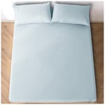 GC GAVENO CAVAILIA Housse uni Facile d'entretien, draps de lit Super Doux, taies d'oreiller en Polycoton, Bleu Ciel, 4Ft Double