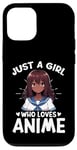 Coque pour iPhone 12/12 Pro Just a Girl Who Loves Anime Merch Afro-Américain Afro