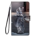 SQBB Fodral för Xiaomi Mi 10t/10t Pro Cover Magnetiska kortplatser Kreativ katt Tiger Mönster Fodral Coque