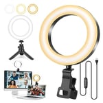 Ring Light with Tripod Stand&Clip,Video Conference Lighting,5" Led Selfie Ring Light Zoom Meeting Light for Phone/PC/Monitor/MacBook/iMac/Makeup/YouTube/Live Streaming/Photo/TiKTok