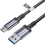 Dreaazhi USB C Data Cable 0.2M, USB 3.1 Gen 2 Cable 3.1A Fast Charging, 10GB Data transfer Cable USB to Type C for Samsung Note20,Galaxy S23,Samsung T7, SanDisk Extreme Portable SSD, Crucial X8, WD