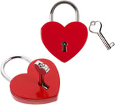 Serrure Coeur,2 pièces Cadenas C?ur Cadenas D'amour Cadenas en forme de c?ur avec clé pour la Saint-Valentin,Mariage,Anniversaire,Boîte à main(Rouge)(Q1121)