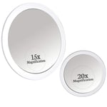 Miroir Grossissant x 20 et x 15 Fois avec Ventouse pour Salle de Bain - Petit...