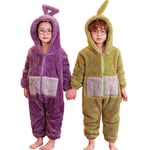 Vuxna Barn Vinter Flanell Pyjamas Onesies Söt Teletubbies Pyjamas Jul Pijamas Förälder-barn Outfits Bebisar Anime Cosplay Green 140-150