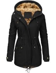 Vancavoo Womens Parka Winter Coats Hooded Coat Fleece Lined Jacket Ladies Arctic Velvet Outdoor Warm Hoodies zip up Sweatshirt Windbreaker Hoodies Cotton Outwear with Pockets(Black,M)