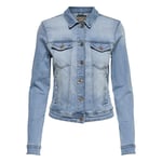 Blouson en Jean FEMME Only en coton avec manches longues et col italien bleu délavé