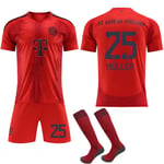 2024-2025 Bayern München Hemma Barn Vuxen Fotbollströja med Strumpor No.25 Muller 26