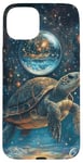 Coque pour iPhone 15 Plus Carte de tarot tortue galaxie art mystique