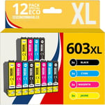 603XL - Pack de 12 Cartouches d'encre Compatible pour Epson 603 XL Etoile de Mer - pour Le Remplacement de Cartouche Epson XP 2100 XP 2105