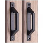 2pcs 200 mm Poignée noire, kit de perçage, poignée de porte de grange, poignée de porte coulissante en aluminium