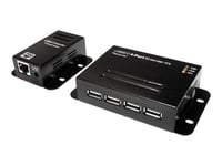 LogiLink USB 2.0 Cat. 5 Extender with 4-Port Hub, Receiver and Transmitter - Câble de rallonge USB - USB 2.0 - jusqu'à 50 m