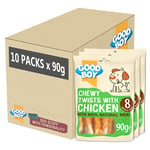 Good Boy - Chewy Twists with Chicken - Dog Treats - Made with 100% Natural Chicken Breast Meat - 90 g ℮ - Gluten Free Dog Treats - Case of 10