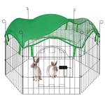 EUGAD Enclos pour Lapins, Parc pour Petits Animaux, Cage Extérieure, Clôture avec Couverture en Filet, Porte, Piquets, Ø 114 cm, 6 Panneaux de 56x60 cm, en Fil de Fer, Intervalle 4 cm, Noir, 0012TSL