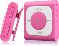 64Go MP3 Bluetooth Sport avec Clip, Mini Lecteur Musical Portable avec Radio FM Son HiFi Bouton de Verrouillage, Baladeur Numérique Grande Capacités Design Léger pour la Course, Rose Bar-Bie