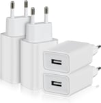 4-Pack 5w Chargeur Usb, 5v/1a Prise Usb Adaptateur Usb Bloc Chargeur Usb, Prise Secteur Usb Compatible Avec Iphone Samsung Huawei Xiaomi Oppo Lg (Blanc)[Cha242571]