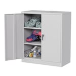 SUPEER Armoire en métal de 106 cm de Hauteur, avec 2 étagères réglables en Hauteur, tôle d'acier, revêtement par Poudre, Armoire en Acier pour Outils, Garage, 90 x 80 x 40 cm (Gris)