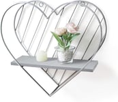 Afuly Floating Shelf Grey Shelves for Wall Metal Heart Silver Farmhouse 