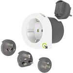 Q2 Power | QPLUX Europe 3in1 | Europe (SCHUKO) to AUS, UK, US | Adaptateur de Voyage Universel avec Prise de Terre | Protection Antichoc Kid Safe | Tension et Puissance Max.100V-1600W / 250V-4000W