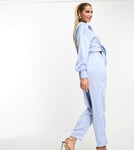 In The Style Womens exclusive satin relaxed trouser co-ord in blue - Sky Blue - Size 6 UK