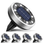 btfarm Lot de 5 Lampe Solaire Au Sol, 8 LED Jardin Exterieur Solaire Etanche IP65 Lumiere Solaire, Spot Solaire Extérieur pour Chemins Pelouse Terrasse Allée Cour Piscine, Blanc Froid