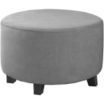 Housse de pouf en jacquard extensible (kaki, petit), housse de repose-pieds, housse de protection de meuble, housse de tabouret, fond élastique