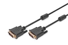 DIGITUS DVI Connection Cable, DVI(24+1), 2X ferrit M/M, 3.0m, DVI-D Dual Link, Noir