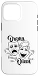 Coque pour iPhone 16 Pro Max Masques de théâtre comédie et tragédie Drama Queen Black Line