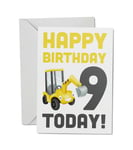 1 x Digger A5 Blank Greetings Card - Kids Birthday 9th 9 Nine Today Gift #77005