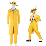 The Mask Jim Carrey Yellow Suit Cosplay Costume Men Uniform Outfits Halloween Tw -a M