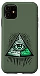 Coque pour iPhone 11 argent tous les yeux voyants ironie illuminati foi