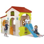 Feber- Beauty House Playhouse for Garden and Interior with built -in slide and door with folding cards, for boys and girls from 3 years, Famosa (800010721)