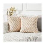 Lot de 2 Taies d'oreiller décorative Fausse Fourrure Boho Style Housses de Coussin en Forme pour Un décor de Maison de salon de canapé-lit Beige