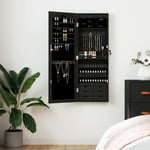 Armoire � bijoux avec miroir murale noir 37,5x10x106 cm