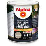 Alpina - Peinture Alkyde en Emulsion Bois & Multisupports - Intérieur & Extérieur - Brillant Couleur: Muscade - Conditionnement: 2.5L