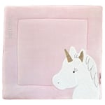 Doudou et Compagnie - Tapis d'Eveil Bébé - Tapis de Jeu Licorne - Rose/Or - 100 x 100 cm - Pour Bébé 0-6 Mois - Tapis Rembourré Confort Adapté au Parc - Cadeau De Naissance - Carré - Tapidou - DC3318