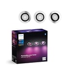 Philips Hue White & Color Ambiance Centura Lot de 3 spots encastrés ronds, plafonniers à intensité variable, contrôle intelligent de l'éclairage par la voix et l'application.