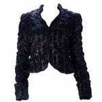 STEVIE MAC Women's Black Faux Fur/Sequin Cropped Coat #7401 NWT