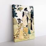 Big Box Art A Young Lady & Man by Utagawa Toyokuni Painting Canvas Wall Art Print Ready to Hang Picture, 76 x 50 cm (30 x 20 Inch), Beige, Cream, Turquoise, Blue