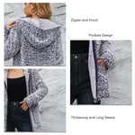 Womens Fuzzy Fleece Jacket Long Sleeve Zipper Retro Loose Women Hooded Warm Coat