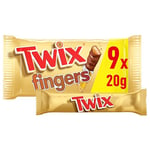 Twix Caramel & Milk Chocolate Fingers Biscuit Snack Bars Multipack 9x20g