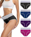 wirarpa Culotte Femme Coton Culottes Taille Haute Slip Sport Grande Taille Lot de 4 Multicolor Taille S