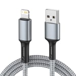 Câble USB à charge rapide pour téléphone portable,long fil de chargeur,iPhone 14 13 12 11 Pro Max Xs X Poly 6 7 8 Plus SE et iPad 3A,3m - Type Silver-3M