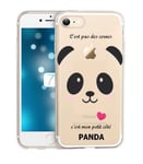 Coque Iphone 7 PLUS iphone 8 PLUS panda coeur rose cute kawaii transparente